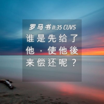 Picture 04 - 罗 马 书 11:35 CUVS - 谁 是 先 给 了 他 ， 使 他 後 来 偿 - Bible Verse Picture