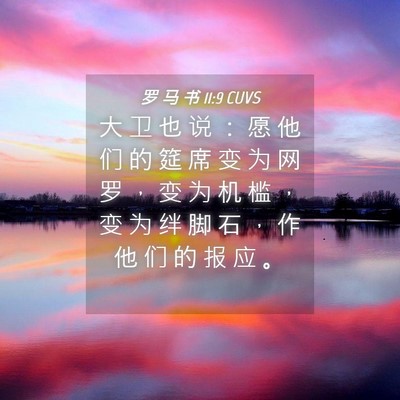 Picture 04 - 罗 马 书 11:9 CUVS - 大 卫 也 说 ： 愿 他 们 的 筵 席 变 - Bible Verse Picture