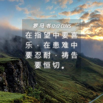 Picture 04 - 罗 马 书 12:12 CUVS - 在 指 望 中 要 喜 乐 ， 在 患 难 中 - Bible Verse Picture