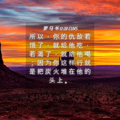 Picture 04 - 罗 马 书 12:20 CUVS - 所 以 ， 你 的 仇 敌 若 饿 了 ， 就 - Bible Verse Picture
