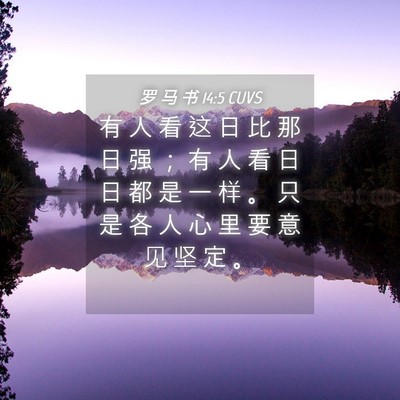 Picture 04 - 罗 马 书 14:5 CUVS - 有 人 看 这 日 比 那 日 强 ； 有 人 - Bible Verse Picture