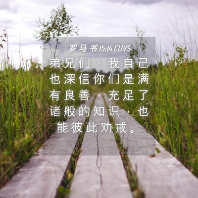 Picture 04 - 罗 马 书 15:14 CUVS - 弟 兄 们 ， 我 自 己 也 深 信 你 们 - Bible Verse Picture
