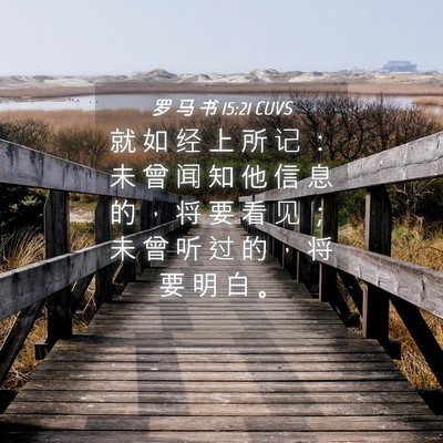 Picture 04 - 罗 马 书 15:21 CUVS - 就 如 经 上 所 记 ： 未 曾 闻 知 他 - Bible Verse Picture