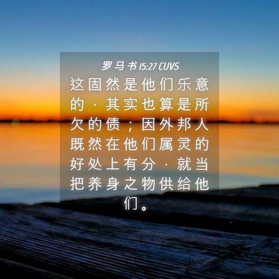 Picture 04 - 罗 马 书 15:27 CUVS - 这 固 然 是 他 们 乐 意 的 ， 其 实 - Bible Verse Picture