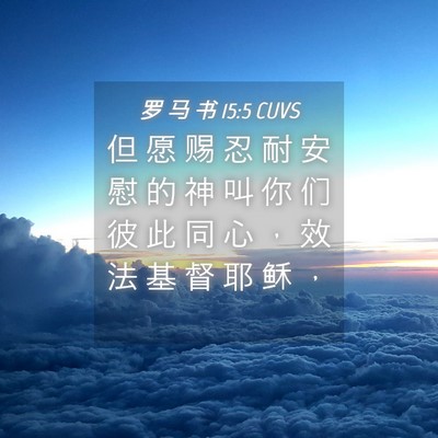 Picture 04 - 罗 马 书 15:5 CUVS - 但 愿 赐 忍 耐 安 慰 的 神 叫 你 们 - Bible Verse Picture