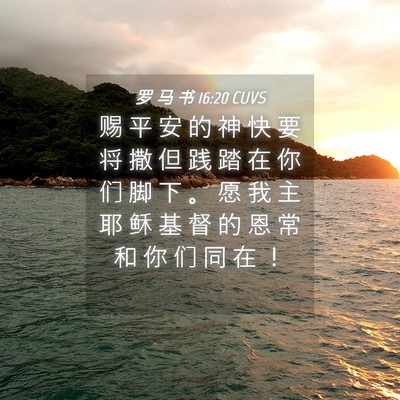 Picture 04 - 罗 马 书 16:20 CUVS - 赐 平 安 的 神 快 要 将 撒 但 践 踏 - Bible Verse Picture