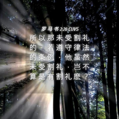 Picture 04 - 罗 马 书 2:26 CUVS - 所 以 那 未 受 割 礼 的 ， 若 遵 守 - Bible Verse Picture