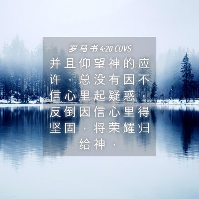 Picture 04 - 罗 马 书 4:20 CUVS - 并 且 仰 望 神 的 应 许 ， 总 没 有 - Bible Verse Picture