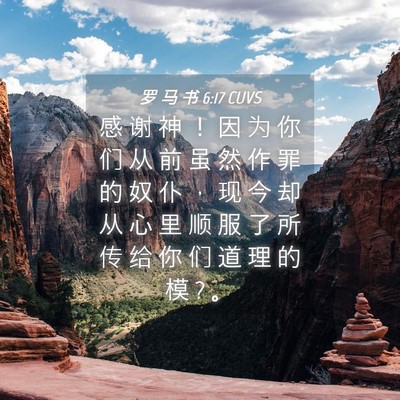 Picture 04 - 罗 马 书 6:17 CUVS - 感 谢 神 ！ 因 为 你 们 从 前 虽 然 - Bible Verse Picture