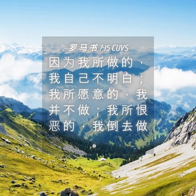 Picture 04 - 罗 马 书 7:15 CUVS - 因 为 我 所 做 的 ， 我 自 己 不 明 - Bible Verse Picture