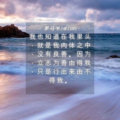 Picture 04 - 罗 马 书 7:18 CUVS - 我 也 知 道 在 我 里 头 ， 就 是 我 - Bible Verse Picture