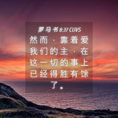 Picture 04 - 罗 马 书 8:37 CUVS - 然 而 ， 靠 着 爱 我 们 的 主 ， 在 - Bible Verse Picture