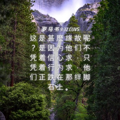 Picture 04 - 罗 马 书 9:32 CUVS - 这 是 甚 麽 缘 故 呢 ？ 是 因 为 他 - Bible Verse Picture
