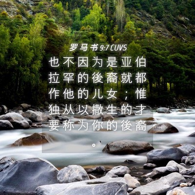 Picture 04 - 罗 马 书 9:7 CUVS - 也 不 因 为 是 亚 伯 拉 罕 的 後 裔 - Bible Verse Picture