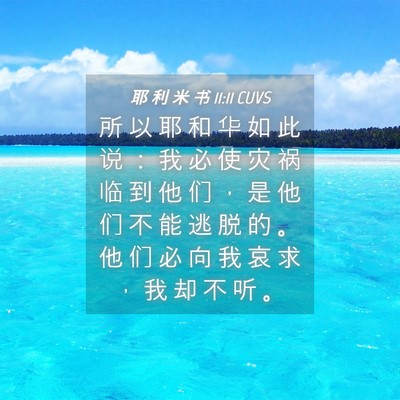 Picture 04 - 耶 利 米 书 11:11 CUVS - 所 以 耶 和 华 如 此 说 ： 我 必 使 - Bible Verse Picture