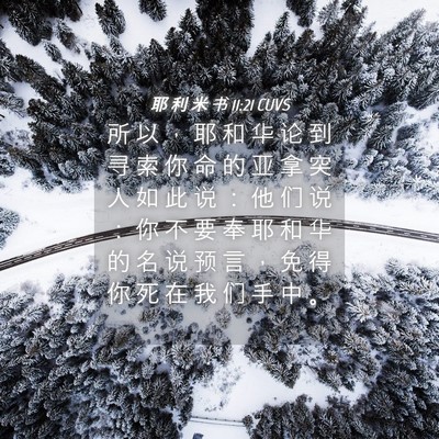 Picture 04 - 耶 利 米 书 11:21 CUVS - 所 以 ， 耶 和 华 论 到 寻 索 你 命 - Bible Verse Picture
