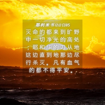 Picture 04 - 耶 利 米 书 12:12 CUVS - 灭 命 的 都 来 到 旷 野 中 一 切 净 - Bible Verse Picture