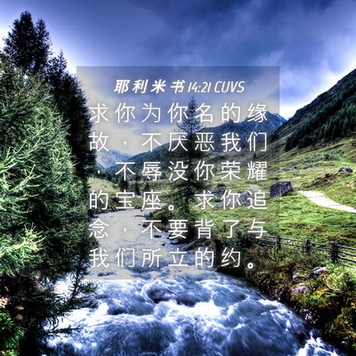 Picture 04 - 耶 利 米 书 14:21 CUVS - 求 你 为 你 名 的 缘 故 ， 不 厌 恶 - Bible Verse Picture