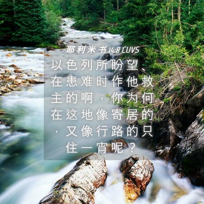 Picture 04 - 耶 利 米 书 14:8 CUVS - 以 色 列 所 盼 望 、 在 患 难 时 作 - Bible Verse Picture