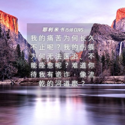 Picture 04 - 耶 利 米 书 15:18 CUVS - 我 的 痛 苦 为 何 长 久 不 止 呢 ？ - Bible Verse Picture