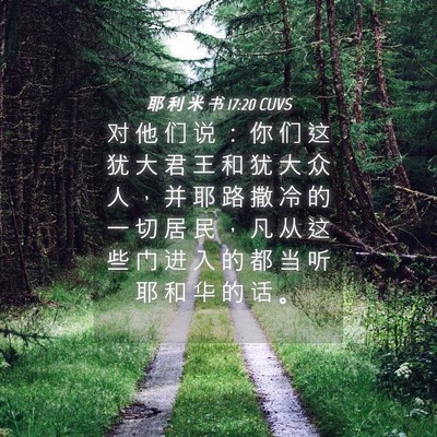 Picture 04 - 耶 利 米 书 17:20 CUVS - 对 他 们 说 ： 你 们 这 犹 大 君 王 - Bible Verse Picture