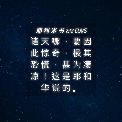 Picture 04 - 耶 利 米 书 2:12 CUVS - 诸 天 哪 ， 要 因 此 惊 奇 ， 极 其 - Bible Verse Picture