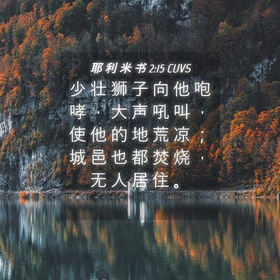 Picture 04 - 耶 利 米 书 2:15 CUVS - 少 壮 狮 子 向 他 咆 哮 ， 大 声 吼 - Bible Verse Picture