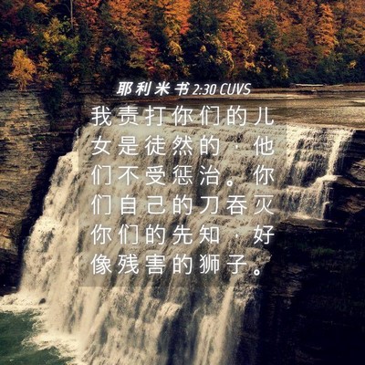 Picture 04 - 耶 利 米 书 2:30 CUVS - 我 责 打 你 们 的 儿 女 是 徒 然 的 - Bible Verse Picture