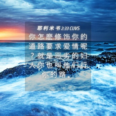 Picture 04 - 耶 利 米 书 2:33 CUVS - 你 怎 麽 修 饰 你 的 道 路 要 求 爱 - Bible Verse Picture