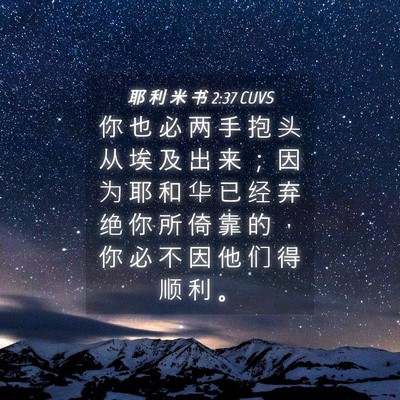 Picture 04 - 耶 利 米 书 2:37 CUVS - 你 也 必 两 手 抱 头 从 埃 及 出 来 - Bible Verse Picture