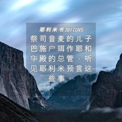 Picture 04 - 耶 利 米 书 20:1 CUVS - 祭 司 音 麦 的 儿 子 巴 施 户 珥 作 - Bible Verse Picture