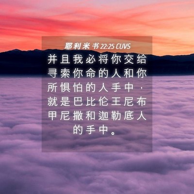 Picture 04 - 耶 利 米 书 22:25 CUVS - 并 且 我 必 将 你 交 给 寻 索 你 命 - Bible Verse Picture