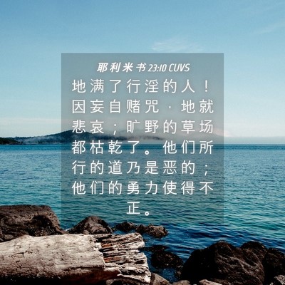 Picture 04 - 耶 利 米 书 23:10 CUVS - 地 满 了 行 淫 的 人 ！ 因 妄 自 赌 - Bible Verse Picture