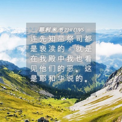 Picture 04 - 耶 利 米 书 23:11 CUVS - 连 先 知 带 祭 司 都 是 亵 渎 的 ， - Bible Verse Picture