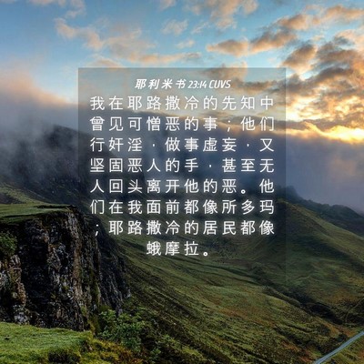 Picture 04 - 耶 利 米 书 23:14 CUVS - 我 在 耶 路 撒 冷 的 先 知 中 曾 见 - Bible Verse Picture