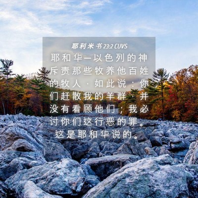 Picture 04 - 耶 利 米 书 23:2 CUVS - 耶 和 华 ─ 以 色 列 的 神 斥 责 那 - Bible Verse Picture