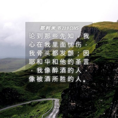 Picture 04 - 耶 利 米 书 23:9 CUVS - 论 到 那 些 先 知 ， 我 心 在 我 里 - Bible Verse Picture
