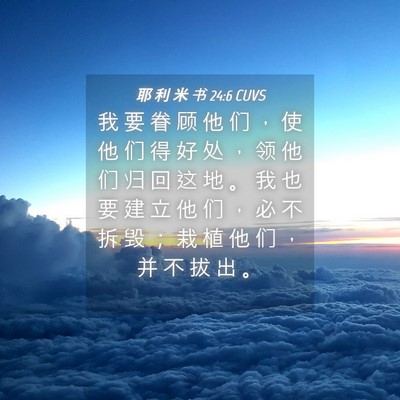 Picture 04 - 耶 利 米 书 24:6 CUVS - 我 要 眷 顾 他 们 ， 使 他 们 得 好 - Bible Verse Picture
