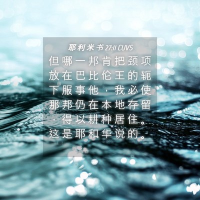 Picture 04 - 耶 利 米 书 27:11 CUVS - 但 哪 一 邦 肯 把 颈 项 放 在 巴 比 - Bible Verse Picture