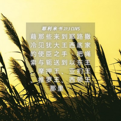 Picture 04 - 耶 利 米 书 27:3 CUVS - 藉 那 些 来 到 耶 路 撒 冷 见 犹 大 - Bible Verse Picture