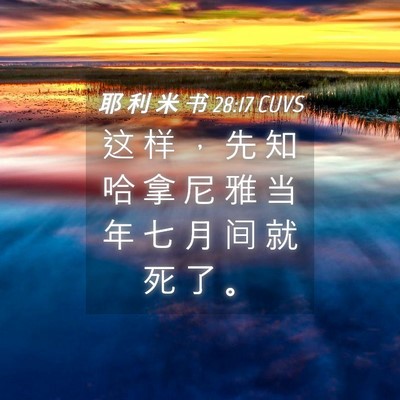 Picture 04 - 耶 利 米 书 28:17 CUVS - 这 样 ， 先 知 哈 拿 尼 雅 当 年 七 - Bible Verse Picture