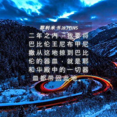 Picture 04 - 耶 利 米 书 28:3 CUVS - 二 年 之 内 ， 我 要 将 巴 比 伦 王 - Bible Verse Picture