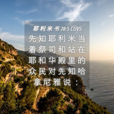 Picture 04 - 耶 利 米 书 28:5 CUVS - 先 知 耶 利 米 当 着 祭 司 和 站 在 - Bible Verse Picture