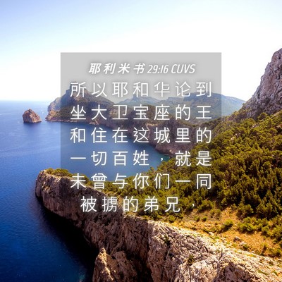 Picture 04 - 耶 利 米 书 29:16 CUVS - 所 以 耶 和 华 论 到 坐 大 卫 宝 座 - Bible Verse Picture