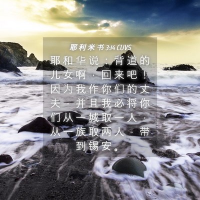 Picture 04 - 耶 利 米 书 3:14 CUVS - 耶 和 华 说 ： 背 道 的 儿 女 啊 ， - Bible Verse Picture