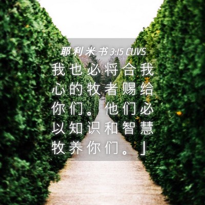 Picture 04 - 耶 利 米 书 3:15 CUVS - 我 也 必 将 合 我 心 的 牧 者 赐 给 - Bible Verse Picture