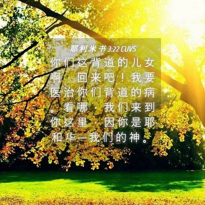 Picture 04 - 耶 利 米 书 3:22 CUVS - 你 们 这 背 道 的 儿 女 啊 ， 回 来 - Bible Verse Picture
