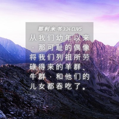 Picture 04 - 耶 利 米 书 3:24 CUVS - 从 我 们 幼 年 以 来 ， 那 可 耻 的 - Bible Verse Picture