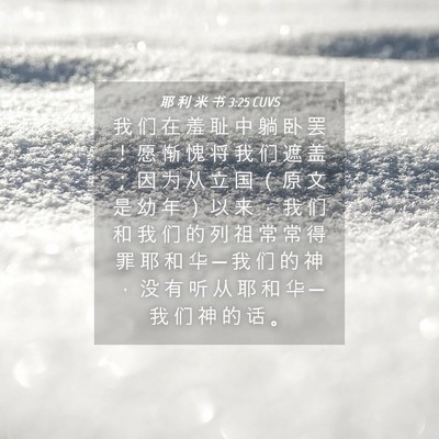 Picture 04 - 耶 利 米 书 3:25 CUVS - 我 们 在 羞 耻 中 躺 卧 罢 ！ 愿 惭 - Bible Verse Picture