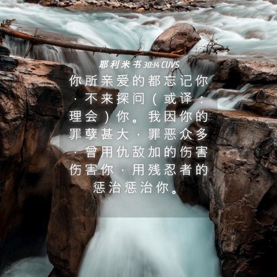 Picture 04 - 耶 利 米 书 30:14 CUVS - 你 所 亲 爱 的 都 忘 记 你 ， 不 来 - Bible Verse Picture